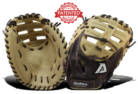 Akadema Torino first base mitt in beige and brown