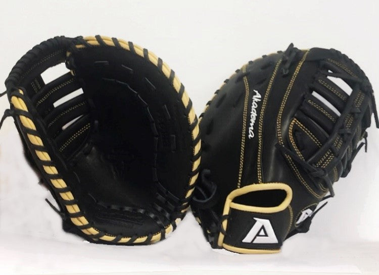 Akadema first base mitt in black with beige accents