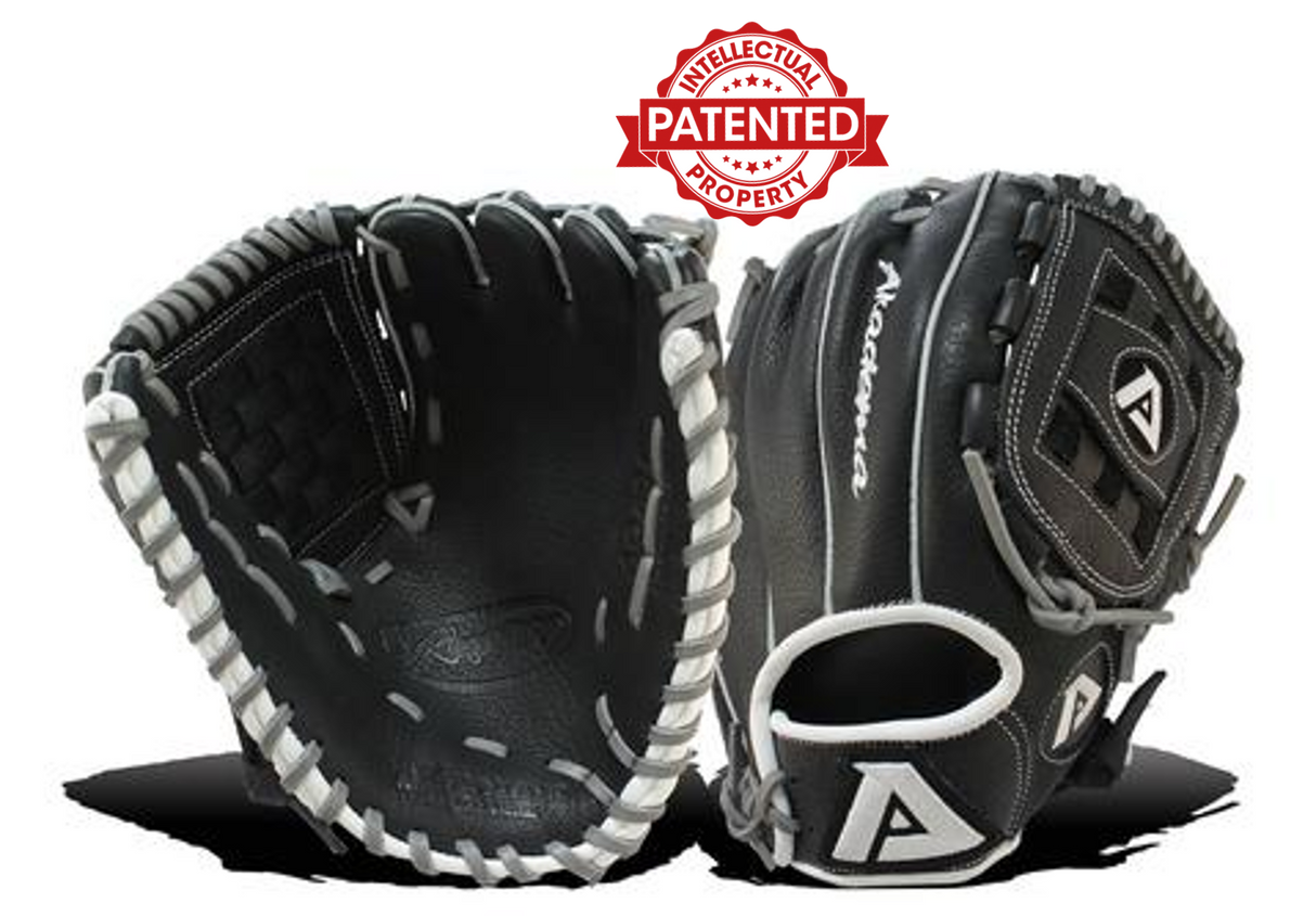 Akadema fielder's mitt in black and grey