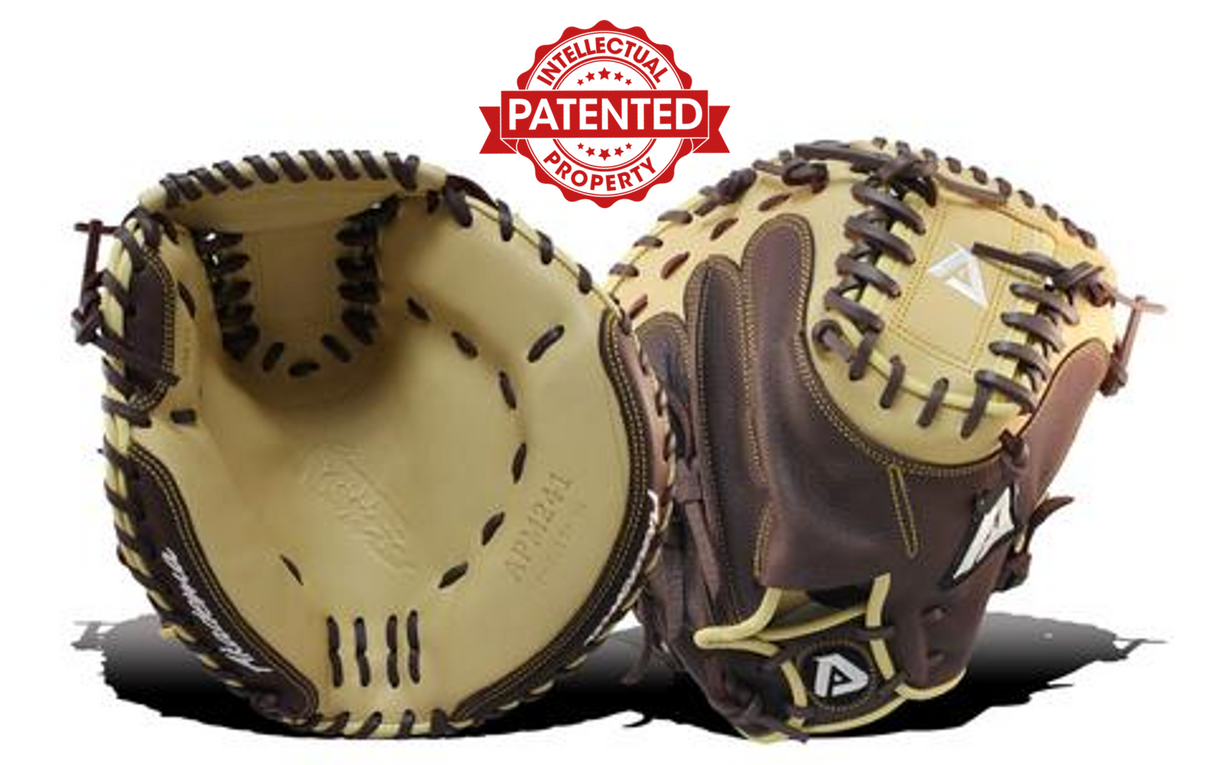 Akadema first base mitt in beige and brown