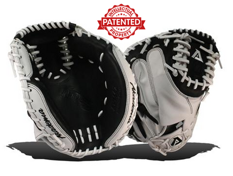 Akadema first base mitt in black and grey