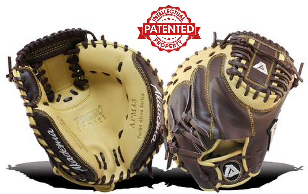 Akadema first base mitt in beige and brown