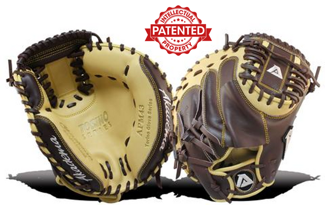 Akadema first base mitt in beige and brown