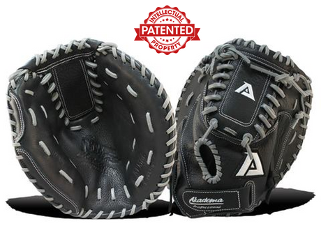 Akadema first base mitt in black and grey