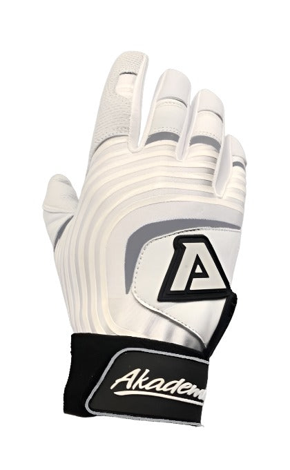 Akadema batting glove in white with grey accents