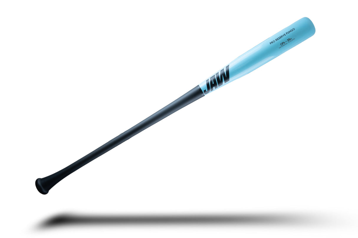 Jaw Bats pro reserve maple fungo bat in light blue and black