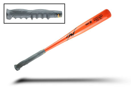 Jaw Bats training bat in orange with grey handle and black text