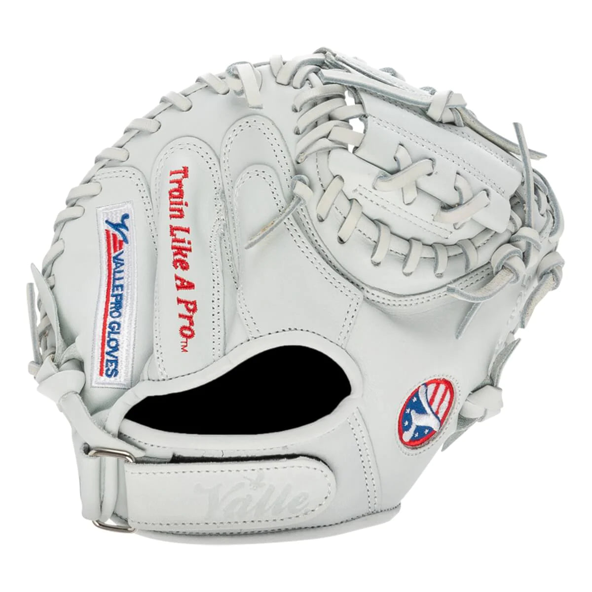 Valle Pro Series training glove, catcher’s mitt, back view